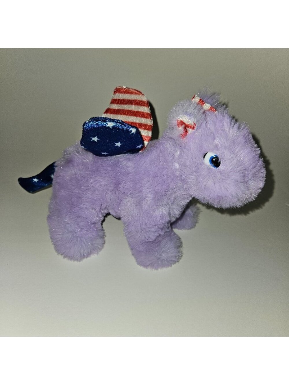 Unicorn Pegasus Purple World Plush 6" Red White Blue Horn Wings Patriotic READ